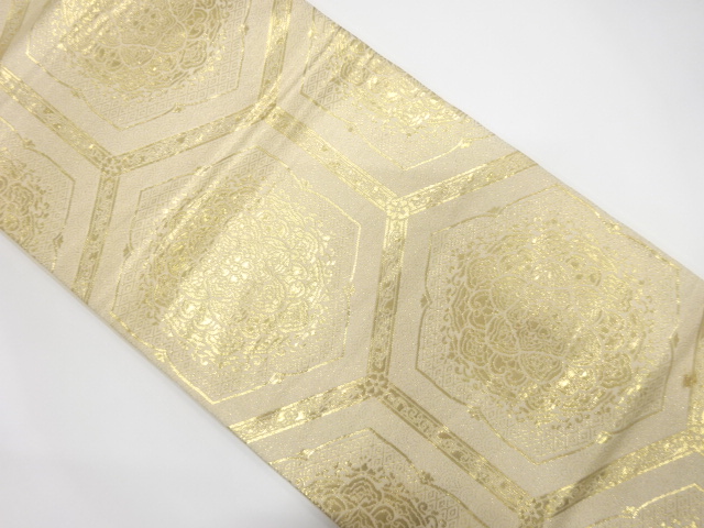 花亀甲模様織出し袋帯